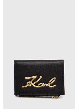 Karl Lagerfeld portfel skórzany damski kolor czarny 245W3231 ze sklepu ANSWEAR.com w kategorii Portfele damskie - zdjęcie 173543002
