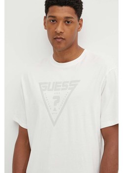 Guess t-shirt bawełniany ALINO męski kolor beżowy z nadrukiem Z4YI00 I3Z14 ze sklepu ANSWEAR.com w kategorii T-shirty męskie - zdjęcie 173543093