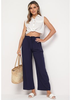 Granatowe Spodnie Sharrill ze sklepu Born2be Odzież w kategorii Spodnie damskie - zdjęcie 173545810