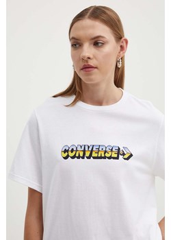 Converse t-shirt bawełniany kolor biały z nadrukiem 10026416-A02 ze sklepu ANSWEAR.com w kategorii T-shirty męskie - zdjęcie 173545864