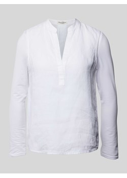 Top bluzkowy lniany z kołnierzem z lamówką ze sklepu Peek&Cloppenburg  w kategorii Bluzki damskie - zdjęcie 173550221