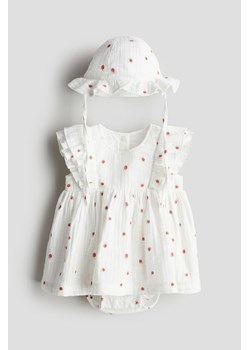 H & M - Komplet z wzorzystego muślinu 2-częściowy - Biały ze sklepu H&M w kategorii Odzież dla niemowląt - zdjęcie 173550403