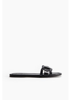 H & M - Skórzane klapki - Czarny ze sklepu H&M w kategorii Klapki damskie - zdjęcie 173550411