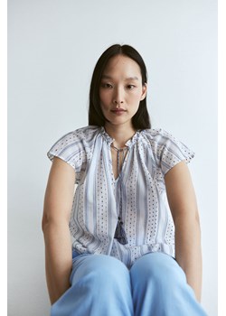 H & M - Bawełniana bluzka ze sznurkiem do ściągania - Biały ze sklepu H&M w kategorii Bluzki damskie - zdjęcie 173550484