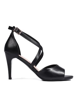Stylowe damskie sandały na szpilce czarne Sergio Leone ze sklepu ButyModne.pl w kategorii Sandały damskie - zdjęcie 173550543
