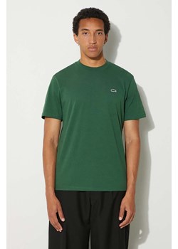 Lacoste t-shirt bawełniany męski kolor zielony gładki ze sklepu PRM w kategorii T-shirty męskie - zdjęcie 173558213