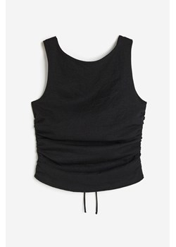 H & M - Marszczony top z odkrytymi plecami - Czarny ze sklepu H&M w kategorii Bluzki damskie - zdjęcie 173559223