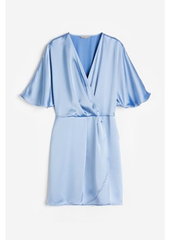 H & M - Satynowa sukienka kopertowa - Niebieski ze sklepu H&M w kategorii Sukienki - zdjęcie 173559251