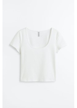 H & M - Top z bawełnianego dżerseju - Biały ze sklepu H&M w kategorii Bluzki damskie - zdjęcie 173559300