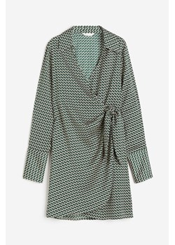 H & M - Satynowa sukienka kopertowa - Beżowy ze sklepu H&M w kategorii Sukienki - zdjęcie 173559304