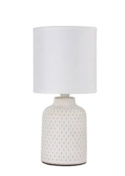 Biała lampa stołowa z ozdobną podstawą - V085-Sanati ze sklepu Edinos.pl w kategorii Lampy stołowe - zdjęcie 173559881