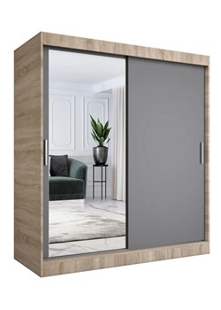 Szafa przesuwna dąb sonoma + antracyt 180 cm - Seko 5X ze sklepu Edinos.pl w kategorii Szafy - zdjęcie 173560082