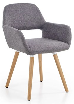 Popielate drewniane krzesło z podłokietnikami - Odeon ze sklepu Edinos.pl w kategorii Krzesła - zdjęcie 173560444