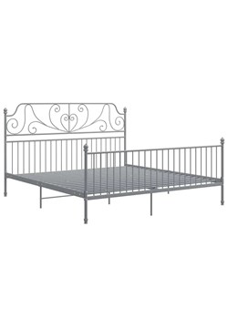Szare metalowe łóżko małżeńskie 200x200 cm - Hadson ze sklepu Edinos.pl w kategorii Łóżka i materace - zdjęcie 173560494