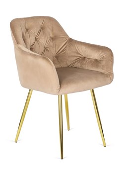 Beżowe tapicerowane krzesło fotelowe glamour - Vamo ze sklepu Edinos.pl w kategorii Krzesła - zdjęcie 173560852