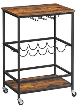 Industrialny wózek kuchenny z półką na wino - Lionax ze sklepu Edinos.pl w kategorii Meble kuchenne - zdjęcie 173561103