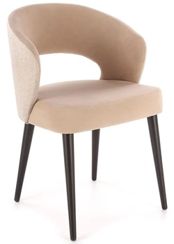 Beżowe krzesło welurowe kubełkowe do salonu - Fuso 4X ze sklepu Edinos.pl w kategorii Krzesła - zdjęcie 173561190