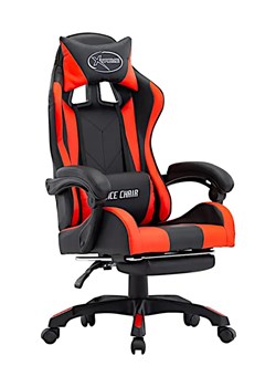 Czarno czerwone fotel gamingowy z podnóżkiem W2-S91 ze sklepu Edinos.pl w kategorii Krzesła biurowe - zdjęcie 173561634