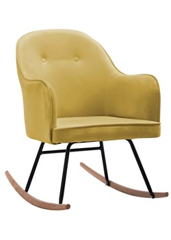 Musztardowy aksamitny fotel bujany – Revers ze sklepu Edinos.pl w kategorii Fotele - zdjęcie 173561723