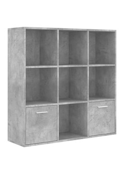Regał na książki z półkami i 2 drzwiczkami beton - Lorines 3X ze sklepu Edinos.pl w kategorii Regały i witryny - zdjęcie 173561773