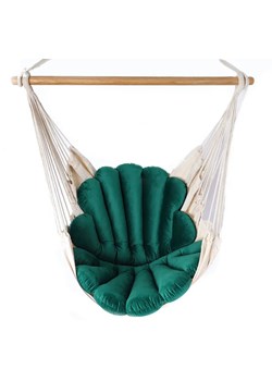 Krzesło brazylijskie z poduchą w kształcie muszli butelkowa zieleń - Milis ze sklepu Edinos.pl w kategorii Fotele wiszące - zdjęcie 173562001