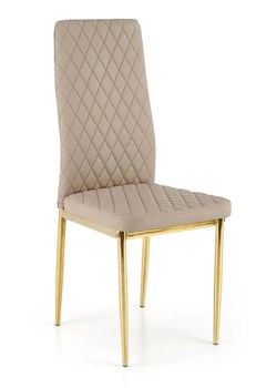 Beżowe tapicerowane ekoskórą krzesło - Emro ze sklepu Edinos.pl w kategorii Krzesła - zdjęcie 173562304