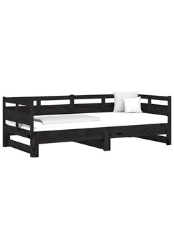 Czarne drewniane rozsuwane łóżko 2x(80x200) cm - Givefi 3X ze sklepu Edinos.pl w kategorii Łóżka i materace - zdjęcie 173562534
