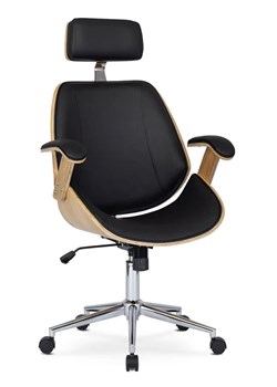 Nowoczesny fotel obrotowy czarny + dąb złoty - Ekno ze sklepu Edinos.pl w kategorii Krzesła biurowe - zdjęcie 173562644