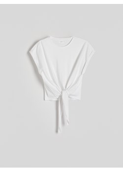 Reserved - Bluzka z wiązaniem - biały ze sklepu Reserved w kategorii Bluzki damskie - zdjęcie 173564180