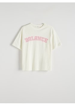 Reserved - T-shirt z nadrukiem - złamana biel ze sklepu Reserved w kategorii Bluzki damskie - zdjęcie 173564184