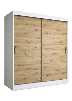 Szafa przesuwna 180 cm biel + dąb artisan A6-P49 ze sklepu Edinos.pl w kategorii Szafy - zdjęcie 173567442