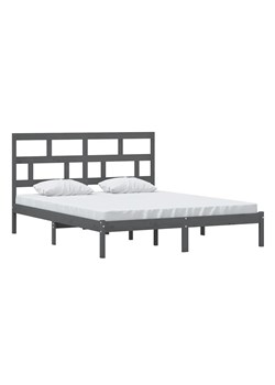 Szare dwuosobowe łóżko z litego drewna 160x200 - Bente 6X ze sklepu Edinos.pl w kategorii Łóżka i materace - zdjęcie 173568062