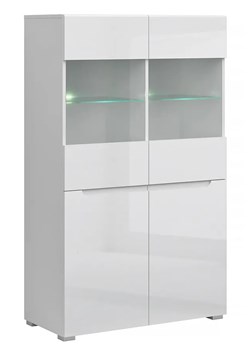 Biała komoda z witryną - Entido 12X ze sklepu Edinos.pl w kategorii Komody - zdjęcie 173568143