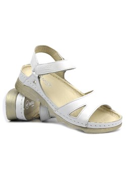 Skórzane sandały damskie  - HELIOS Komfort 248, białe ze sklepu ulubioneobuwie w kategorii Sandały damskie - zdjęcie 173568891