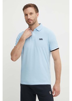 Karl Lagerfeld polo bawełniane kolor niebieski z nadrukiem 541233.745403 ze sklepu ANSWEAR.com w kategorii T-shirty męskie - zdjęcie 173570244