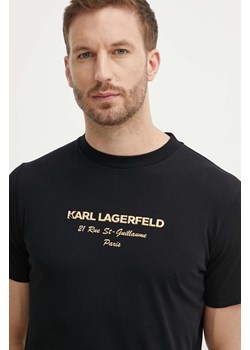 Karl Lagerfeld t-shirt bawełniany męski kolor czarny z nadrukiem 542224.755056 ze sklepu ANSWEAR.com w kategorii T-shirty męskie - zdjęcie 173570331