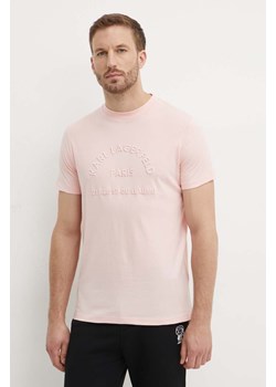 Karl Lagerfeld t-shirt bawełniany męski kolor różowy z aplikacją 542224.755081 ze sklepu ANSWEAR.com w kategorii T-shirty męskie - zdjęcie 173570341