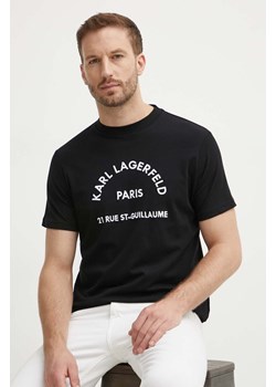 Karl Lagerfeld t-shirt bawełniany męski kolor czarny z aplikacją 542224.755081 ze sklepu ANSWEAR.com w kategorii T-shirty męskie - zdjęcie 173570351