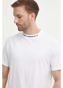 Karl Lagerfeld t-shirt bawełniany męski kolor biały gładki 542224.755159 ze sklepu ANSWEAR.com w kategorii T-shirty męskie - zdjęcie 173570361