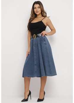 Niebieska Jeansowa Spódnica Midi z Paskiem Suera ze sklepu Born2be Odzież w kategorii Spódnice - zdjęcie 173570742