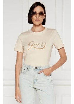 GUESS T-shirt GLITTERY LOGO | Regular Fit ze sklepu Gomez Fashion Store w kategorii Bluzki damskie - zdjęcie 173570852