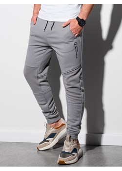 Patchworkowe spodnie męskie dresowe joggery OM-PASK-22FW-013 - szare V5 ze sklepu Edoti w kategorii Spodnie męskie - zdjęcie 173572171