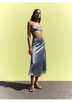 Reserved - Satynowa spódnica z koronką - szary ze sklepu Reserved w kategorii Spódnice - zdjęcie 173572500
