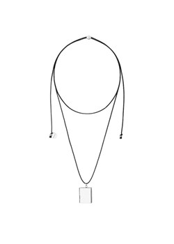 Naszyjnik damski otwierany prostokątny sekretnik na czarnym sznurku srebrny ze sklepu manoki.pl w kategorii Naszyjniki - zdjęcie 173574662