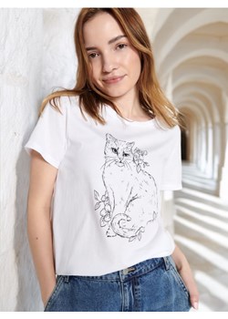 Sinsay - Koszulka z nadrukiem - biały ze sklepu Sinsay w kategorii Bluzki damskie - zdjęcie 173576133