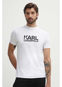 Karl Lagerfeld t-shirt męski kolor biały z nadrukiem 543235.755087 ze sklepu ANSWEAR.com w kategorii T-shirty męskie - zdjęcie 173577172