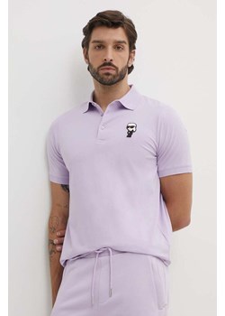 Karl Lagerfeld polo męski kolor fioletowy z aplikacją 542221.745022 ze sklepu ANSWEAR.com w kategorii T-shirty męskie - zdjęcie 173577262