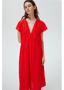 H & M - Muślinowa sukienka z wiązaniem - Czerwony ze sklepu H&M w kategorii Sukienki - zdjęcie 173578464