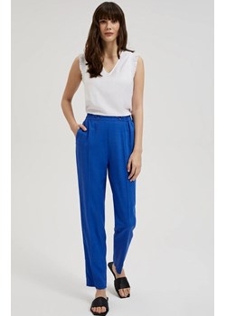 Lniane spodnie z nogawkami w kant niebieskie 4321, Kolor niebieski, Rozmiar XS, Moodo ze sklepu Primodo w kategorii Spodnie damskie - zdjęcie 173578972