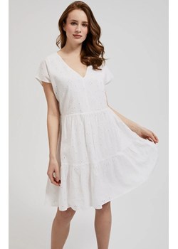 Rozkloszowana sukienka z krótkimi rękawami biała 4339, Kolor biały, Rozmiar XS, Moodo ze sklepu Primodo w kategorii Sukienki - zdjęcie 173579002